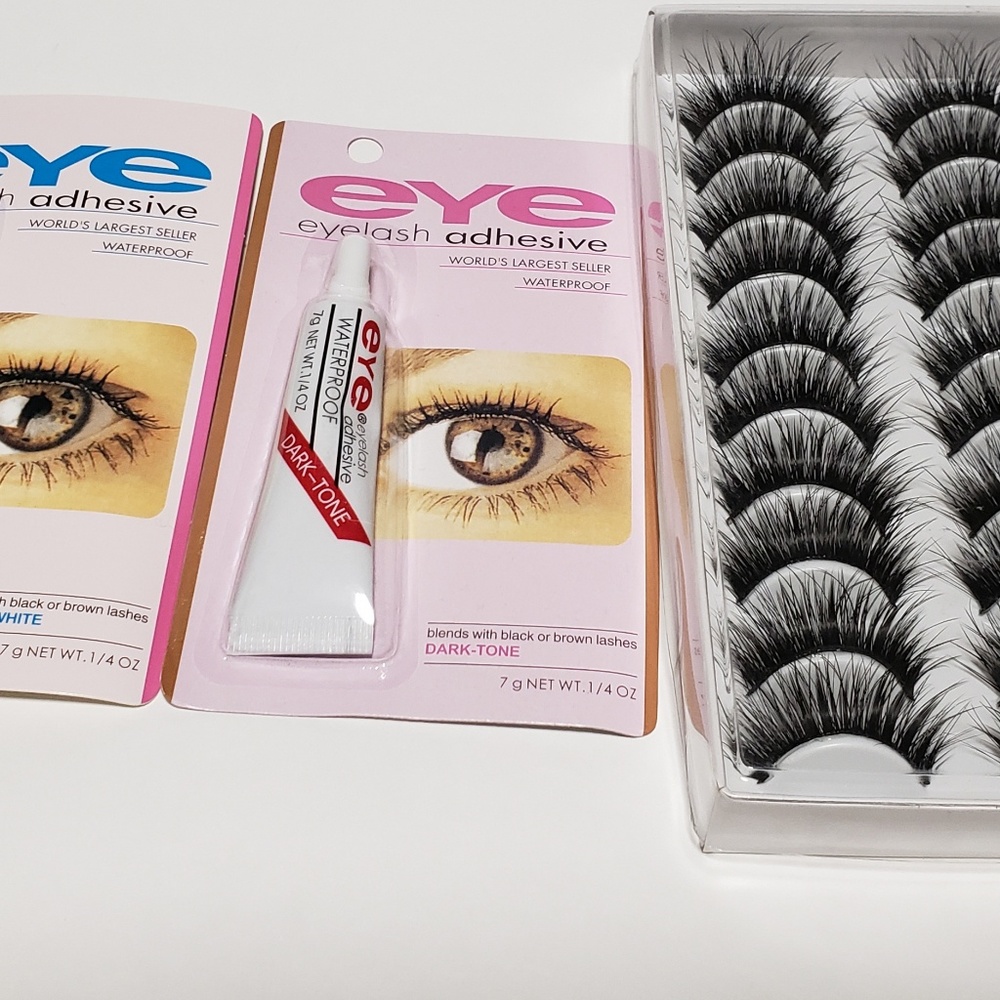 Eye Eyelash Adhesive and False Lash.